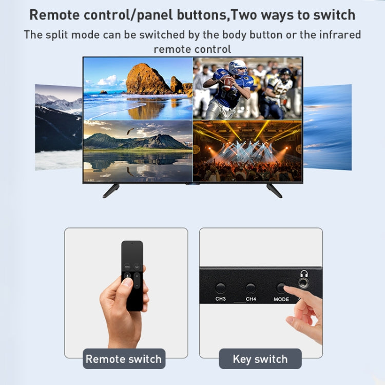 Measy MV4341 4K 30Hz 4 In 1 Out HDMI Quad Screen Splitter, Plug Type: EU Plug (Black) - free shipping - PMC Jewellery - Order now!