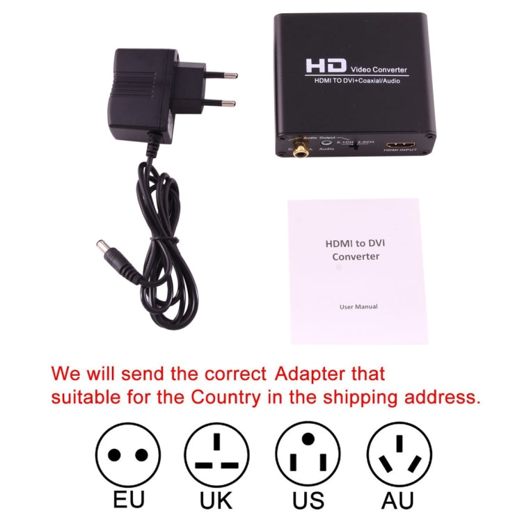 NEWKENG X5 HDMI to DVI with Audio 3.5mm Coaxial Output Video Converter, US Plug - free shipping - PMC Jewellery - Order now!