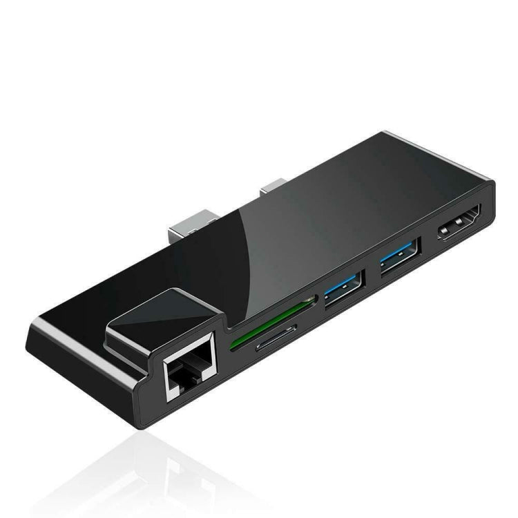 ROCKETEK SK-S5HL RJ45 + 2 x USB 3.0 + HDMI + SD / TF Memory Card Reader HUB 4K HDMI Adapter(Black) - free shipping - PMC Jewellery - Order now!