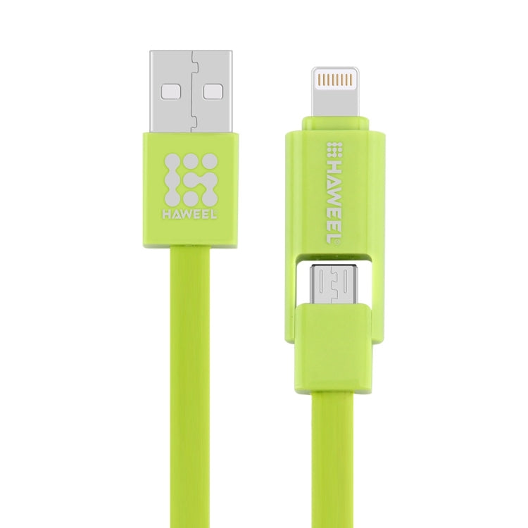 HAWEEL 1m 2 in 1 Micro USB & 8 Pin to USB Data Sync Charge Cable(Green) - Multifunction Cable by PMC TechLife | Online Shopping South Africa | PMC TechLife