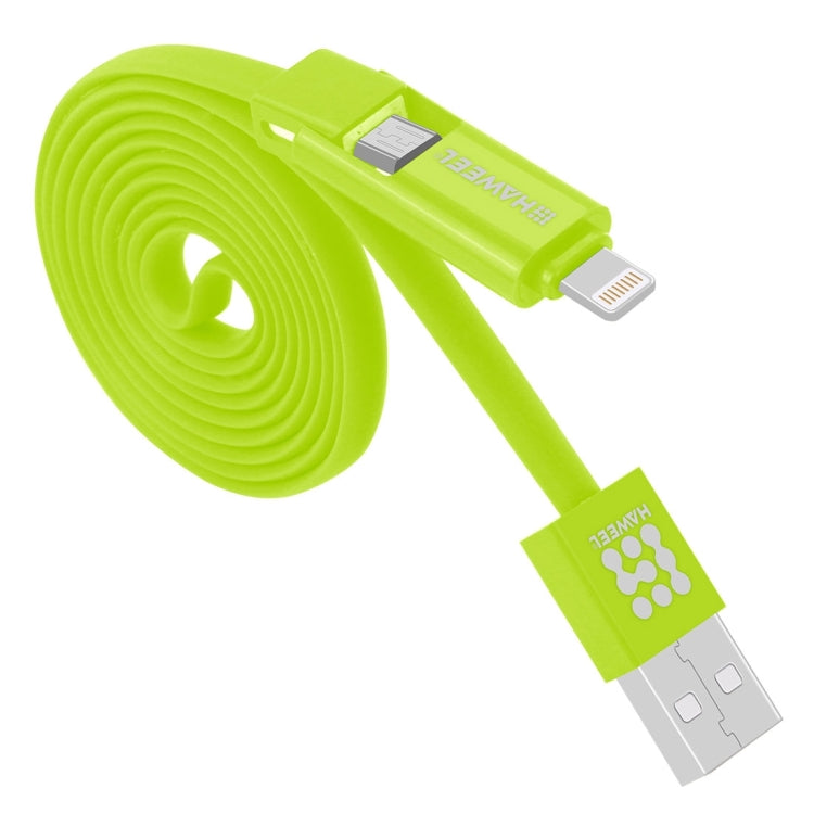 HAWEEL 1m 2 in 1 Micro USB & 8 Pin to USB Data Sync Charge Cable(Green) - Multifunction Cable by PMC TechLife | Online Shopping South Africa | PMC TechLife