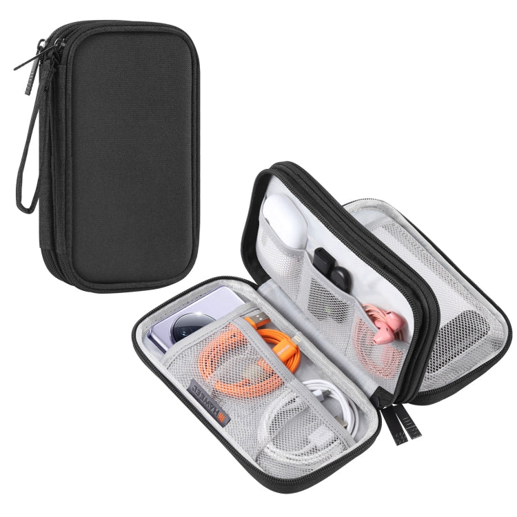 HAWEEL Electronic Organizer Double Layers Storage Bag for Cables, Charger, Power Bank, Phones, Earphones(Black) - free shipping - PMC TechLife - Order now!