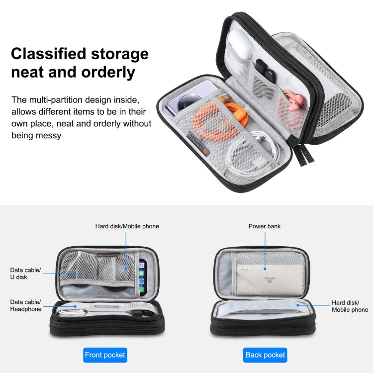HAWEEL Electronic Organizer Double Layers Storage Bag for Cables, Charger, Power Bank, Phones, Earphones(Black) - free shipping - PMC TechLife - Order now!