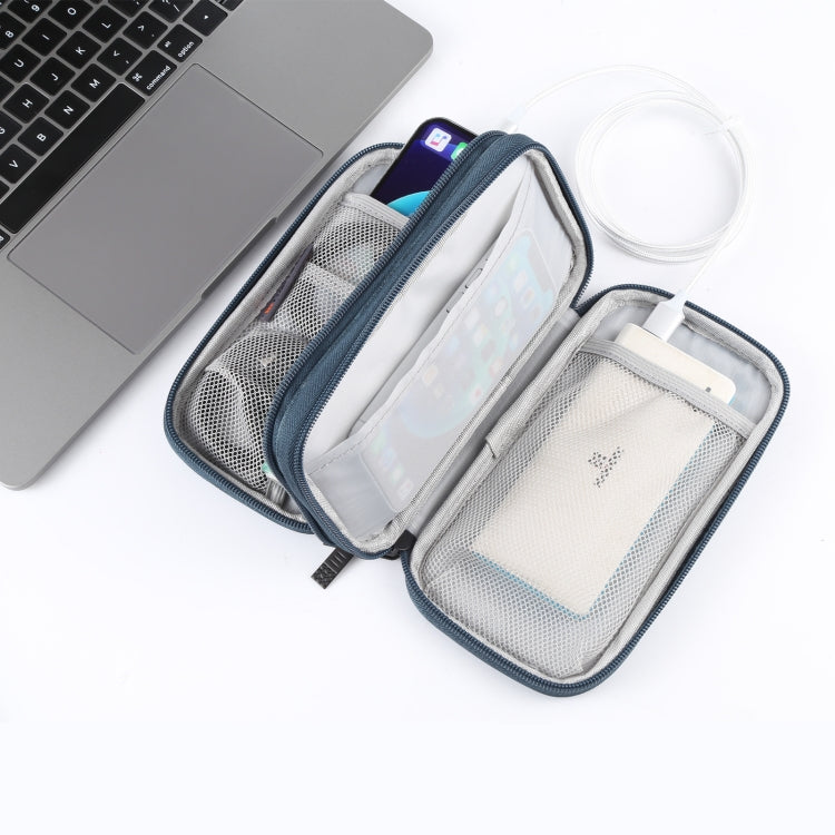 HAWEEL Electronic Organizer Double Layers Storage Bag for Cables, Charger, Power Bank, Phones, Earphones(Dark Blue) - Digital Storage Bag by HAWEEL | Online Shopping South Africa | PMC TechLife | Buy Now Pay Later Mobicred