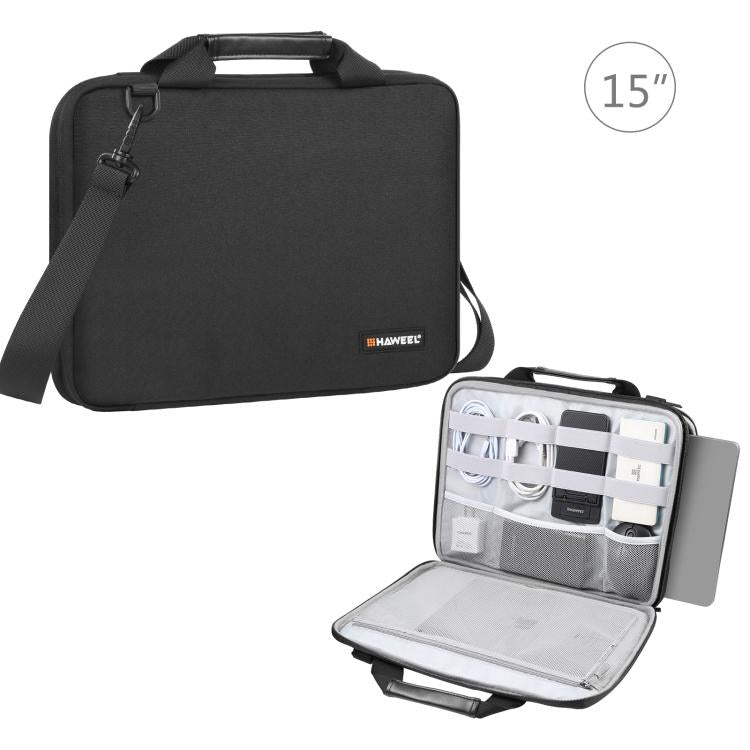 HAWEEL 15.0 inch -16.0 inch Briefcase Crossbody Laptop Bag For Macbook, Lenovo Thinkpad, ASUS, HP(Black) - 15 inch by HAWEEL | Online Shopping South Africa | PMC TechLife | Buy Now Pay Later Mobicred