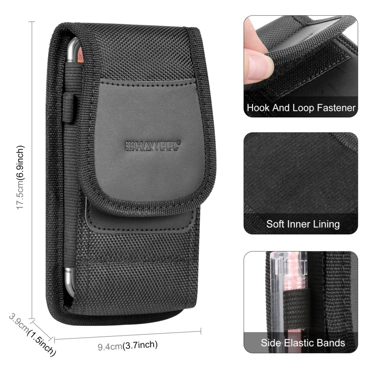 HAWEEL 6.1-6.8 inch Nylon Cloth Phone Belt Clip Carrying Pouch with Card Slot(Black) - free shipping - PMC TechLife - Order now!