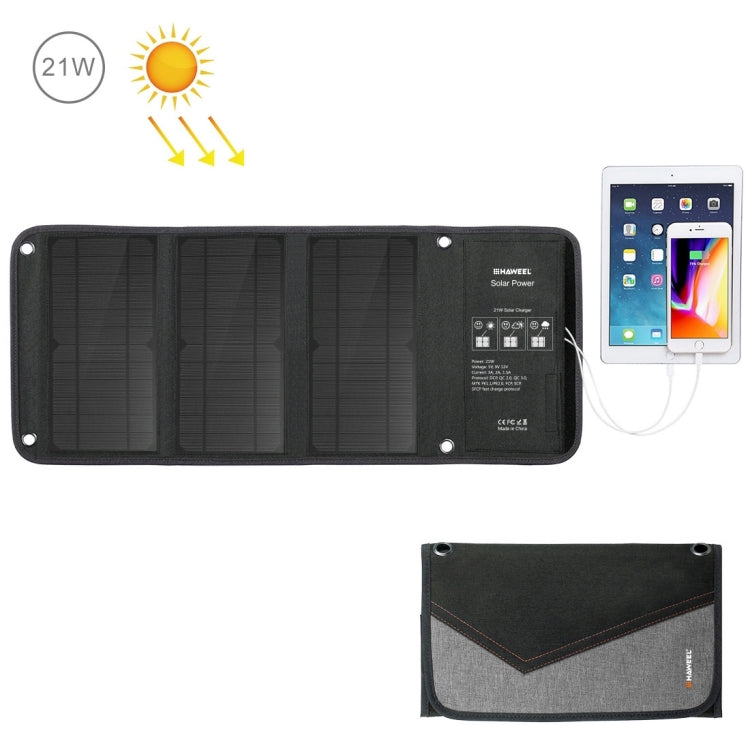 HAWEEL 21W Foldable Solar Panel Charger with 5V 3A Max Dual USB Ports - free shipping - PMC TechLife - Order now!