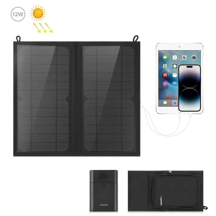 HAWEEL 12W 2 Panels Foldable Solar Panel Charger Bag with 5V / 3.1A Max Dual USB Ports, Support QC3.0 and AFC - free shipping - PMC TechLife - Order now!