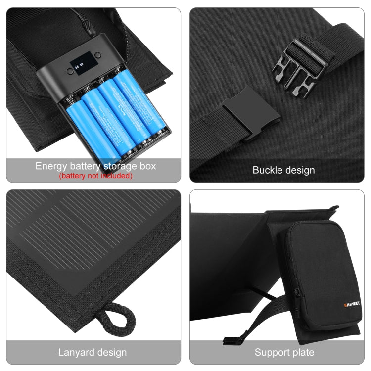 HAWEEL 12W 2 Panels Foldable Solar Panel Charger Bag with 5V / 3.1A Max Dual USB Ports, Support QC3.0 and AFC - free shipping - PMC TechLife - Order now!