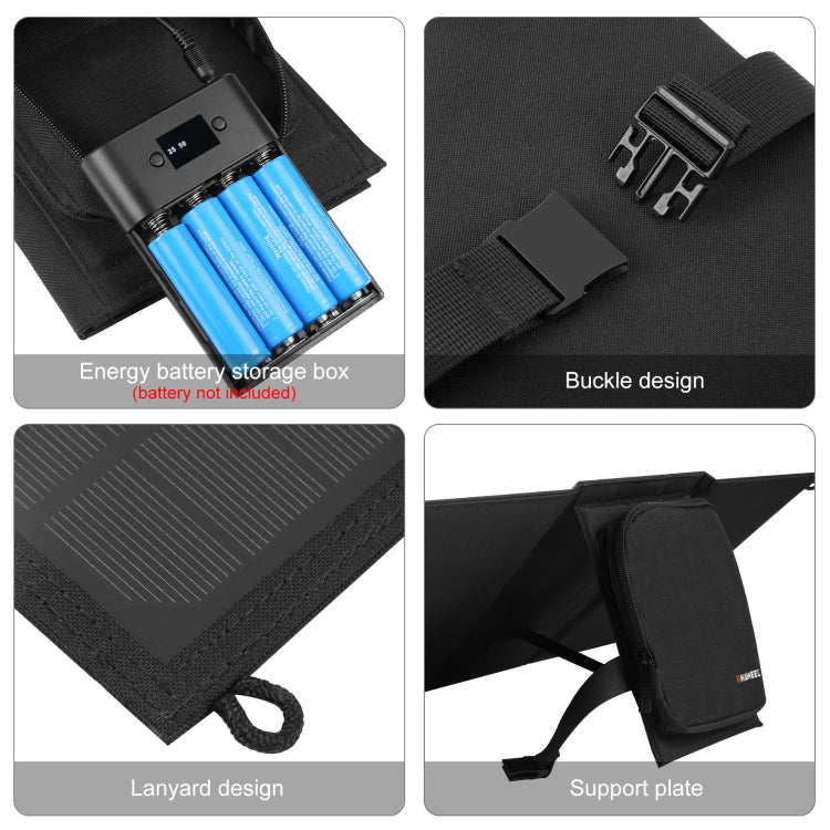 HAWEEL 24W 4 Panels Foldable Solar Panel Charger Bag with 5V / 3.1A Max Dual USB Ports, Support QC3.0 and AFC - free shipping - PMC TechLife - Order now!