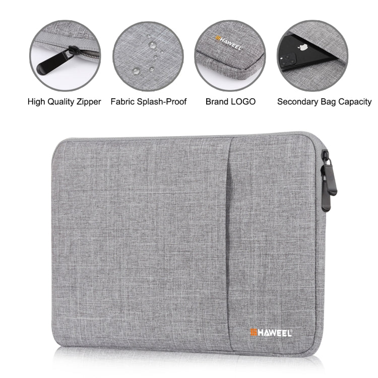 HAWEEL 15.0 inch Sleeve Case Zipper Briefcase Laptop Carrying Bag, For Macbook, Samsung, Lenovo, Sony, DELL Alienware, CHUWI, ASUS, HP, 15 inch and Below Laptops(Grey) - 15 inch by HAWEEL | Online Shopping South Africa | PMC TechLife | Buy Now Pay Later Mobicred