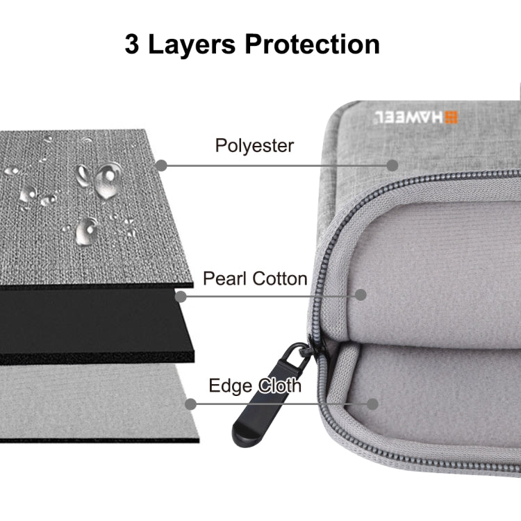HAWEEL 15.0 inch Sleeve Case Zipper Briefcase Laptop Carrying Bag, For Macbook, Samsung, Lenovo, Sony, DELL Alienware, CHUWI, ASUS, HP, 15 inch and Below Laptops(Grey) - 15 inch by HAWEEL | Online Shopping South Africa | PMC TechLife | Buy Now Pay Later Mobicred
