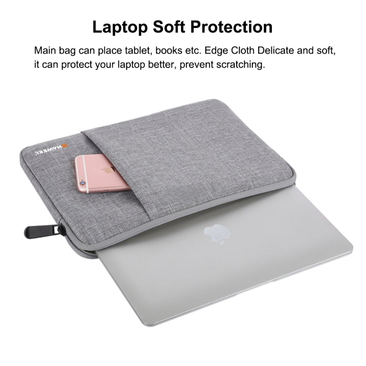 HAWEEL 15.0 inch Sleeve Case Zipper Briefcase Laptop Carrying Bag, For Macbook, Samsung, Lenovo, Sony, DELL Alienware, CHUWI, ASUS, HP, 15 inch and Below Laptops(Grey) - 15 inch by HAWEEL | Online Shopping South Africa | PMC TechLife | Buy Now Pay Later Mobicred