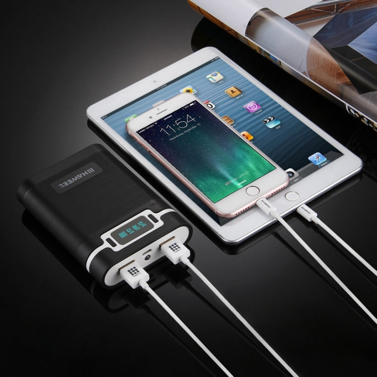 HAWEEL DIY 4 x 18650 Battery (Not Included) 10000mAh Power Bank Shell Box with 2 x USB Output & Display for iPhone, Galaxy, Sony, HTC, Google, Huawei, Xiaomi, Lenovo and other Smartphones(Black) - Power Bank Box by HAWEEL | Online Shopping South Africa | PMC TechLife | Buy Now Pay Later Mobicred