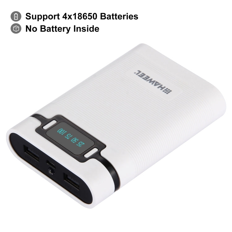 HAWEEL DIY 4 x 18650 Battery (Not Included) 10000mAh Power Bank Shell Box with 2 x USB Output & Display for iPhone, Galaxy, Sony, HTC, Google, Huawei, Xiaomi, Lenovo and other Smartphones(White) - free shipping - PMC TechLife - Order now!