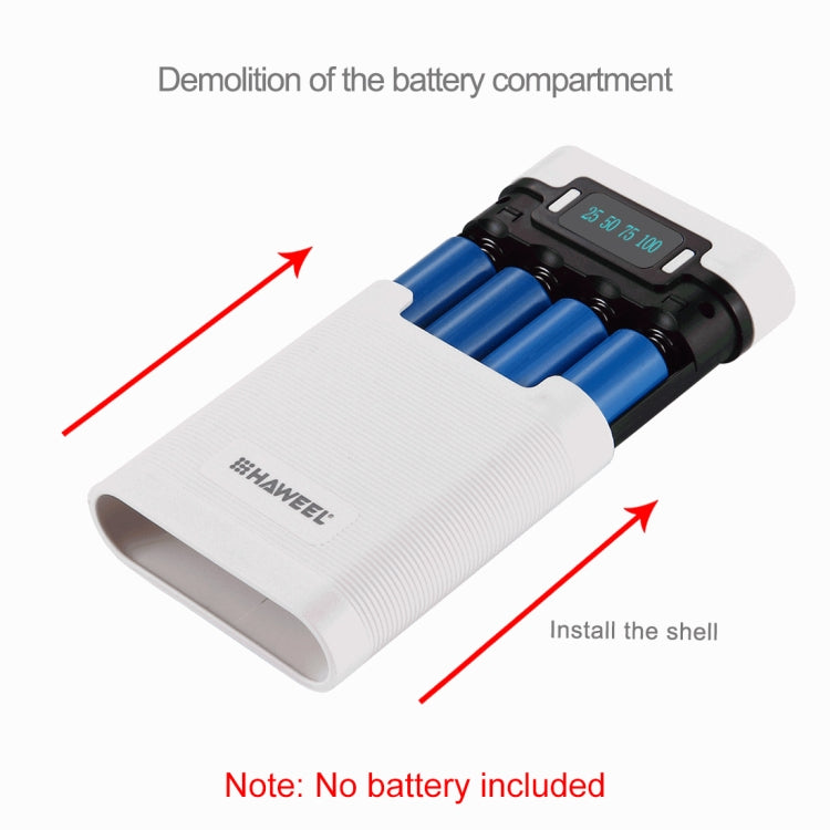 HAWEEL DIY 4 x 18650 Battery (Not Included) 10000mAh Power Bank Shell Box with 2 x USB Output & Display for iPhone, Galaxy, Sony, HTC, Google, Huawei, Xiaomi, Lenovo and other Smartphones(White) - free shipping - PMC TechLife - Order now!