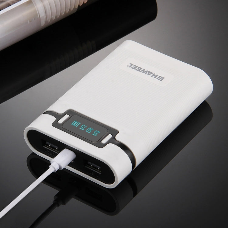 HAWEEL DIY 4 x 18650 Battery (Not Included) 10000mAh Power Bank Shell Box with 2 x USB Output & Display for iPhone, Galaxy, Sony, HTC, Google, Huawei, Xiaomi, Lenovo and other Smartphones(White) - free shipping - PMC TechLife - Order now!