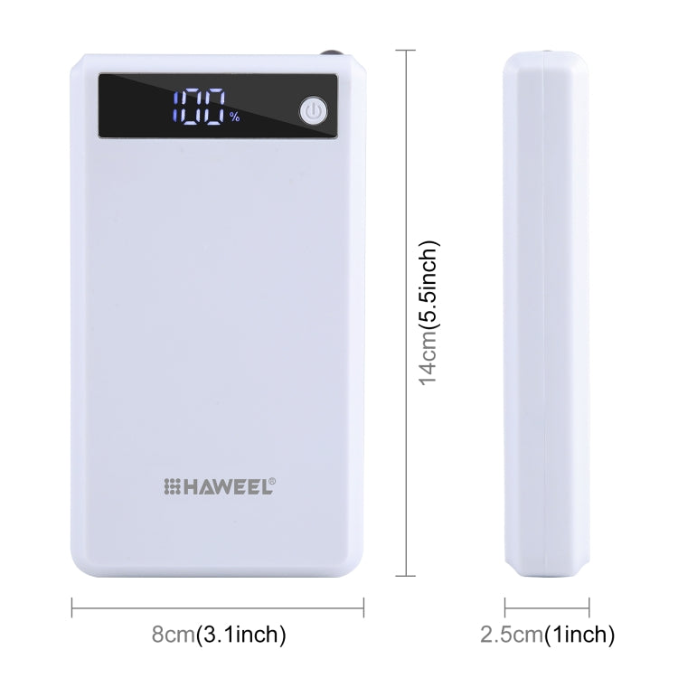 HAWEEL DIY 6 x 18650 Battery 24W Fast Charge Power Bank Box Case with Display, Not Include Battery (White) - free shipping - PMC Jewellery - Order now!