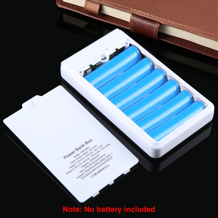 HAWEEL DIY 6 x 18650 Battery 24W Fast Charge Power Bank Box Case with Display, Not Include Battery (White) - free shipping - PMC Jewellery - Order now!