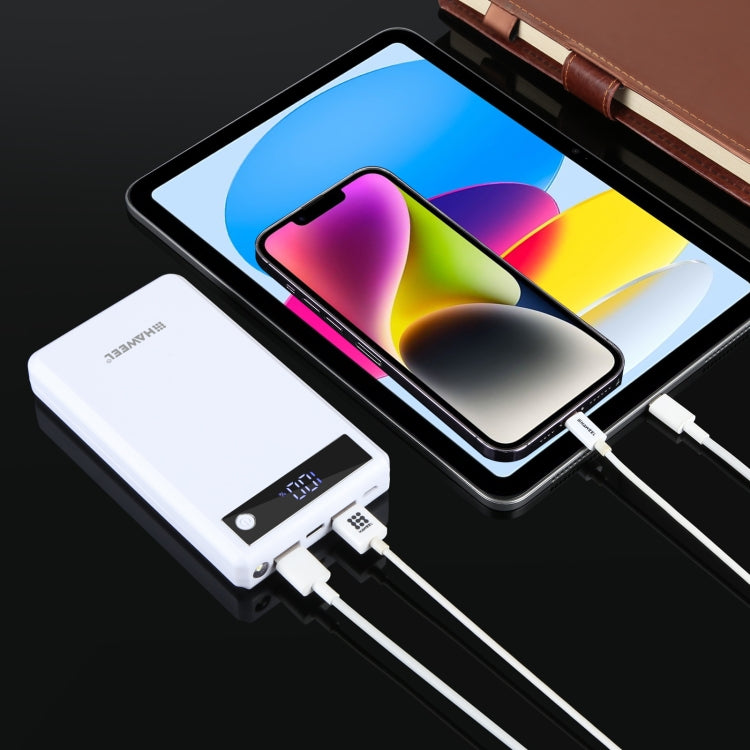 HAWEEL DIY 6 x 18650 Battery 24W Fast Charge Power Bank Box Case with Display, Not Include Battery (White) - free shipping - PMC Jewellery - Order now!