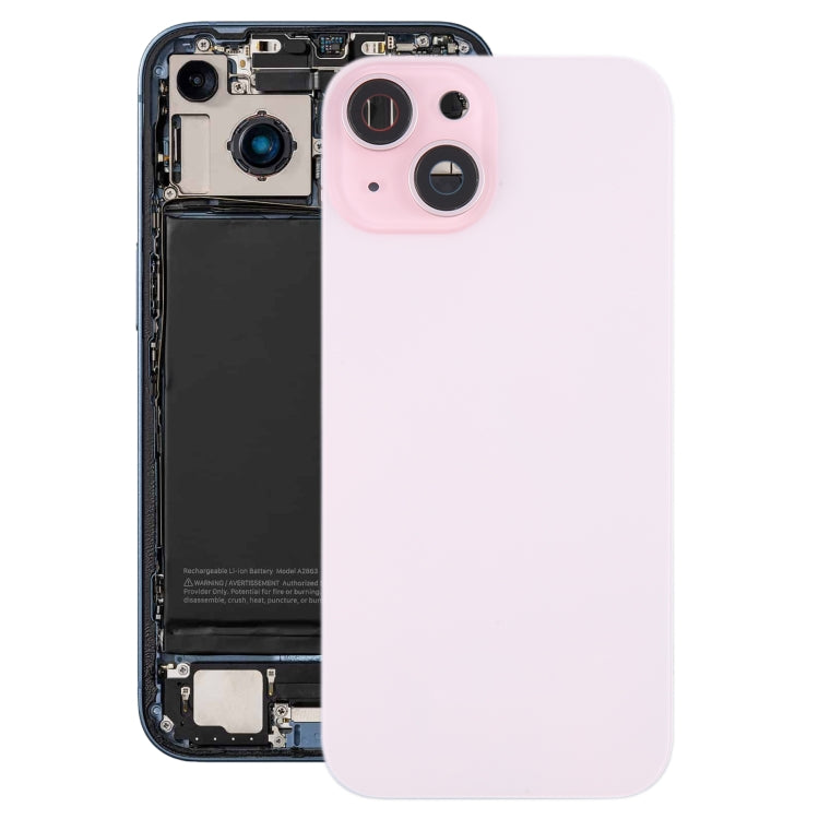 For iPhone 15 Plus Battery Back Cover with Camera Lens Cover + MagSafe Magnet(Pink) - Back Cover by PMC TechLife | Online Shopping South Africa | PMC TechLife | Buy Now Pay Later Mobicred