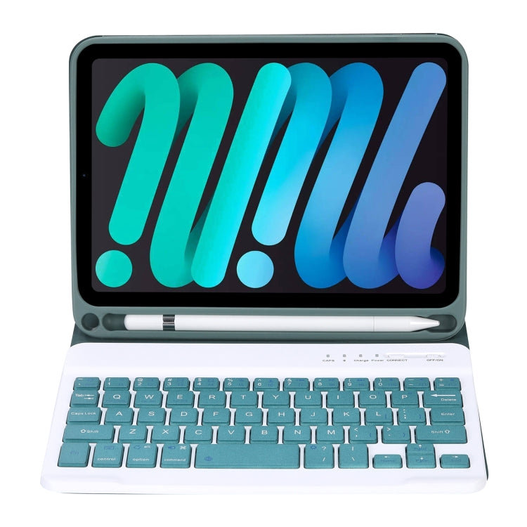 C06B Ultra-thin Candy Colors Bluetooth Keyboard Tablet Case for iPad mini 6, with Stand & Pen Slot (Dark Green) - For iPad mini by PMC TechLife | Online Shopping South Africa | PMC TechLife