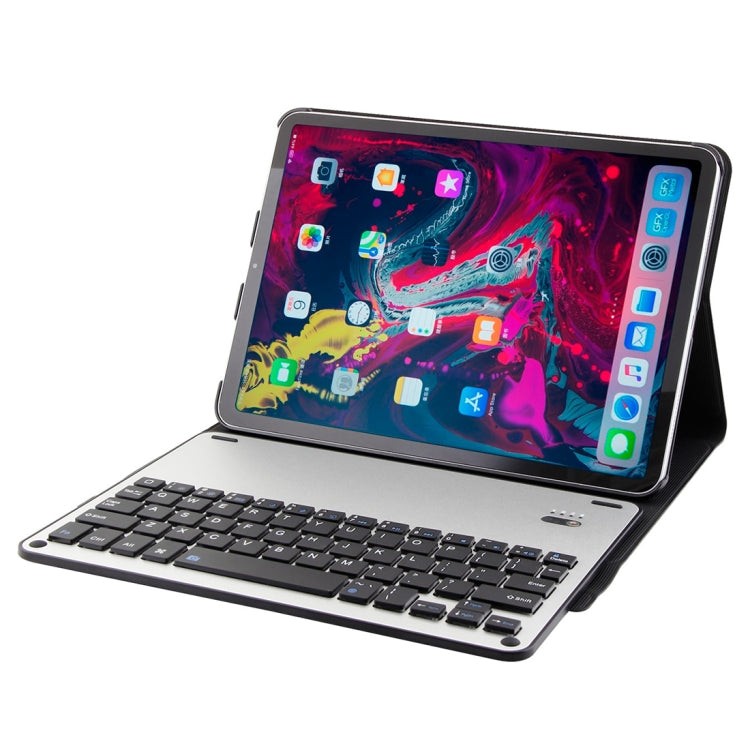 1139B Detachable Bluetooth 3.0 Aluminum Alloy Keyboard + Lambskin Texture Leather Tablet Case for iPad Pro 11 inch (2018), with Three-gear Adjustment / Magnetic / Sleep Function (Black Silver) - For iPad Pro by PMC TechLife | Online Shopping South Africa | PMC TechLife