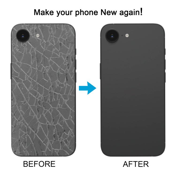 For iPhone 16e Glass Battery Back Cover with Camera Lens Cover(Black) - free shipping - PMC TechLife - Order now!