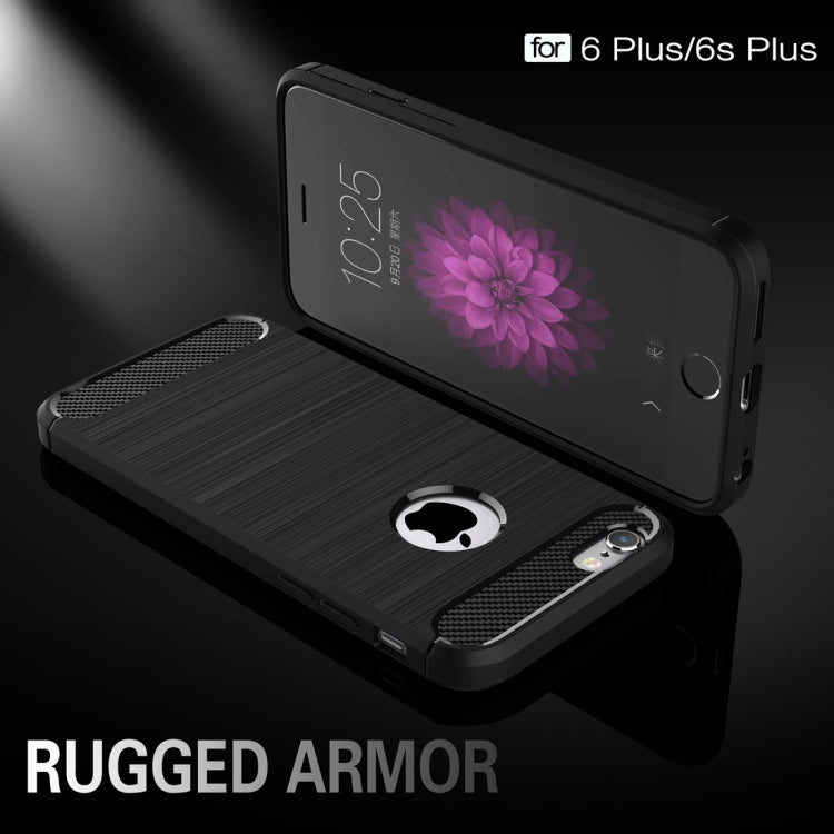 For iPhone 6 Plus & 6s Plus Brushed Texture Fiber TPU Rugged Armor Protective Case(Black) - More iPhone Cases by PMC TechLife | Online Shopping South Africa | PMC TechLife | Buy Now Pay Later Mobicred