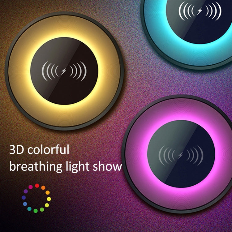 NewRixing NR-3500 Multi-function Atmosphere Light Wireless Charging Bluetooth Speaker with Hands-free Call Function, Support TF Card & USB & FM & AUX(Black) - free shipping - PMC Jewellery - Order now!