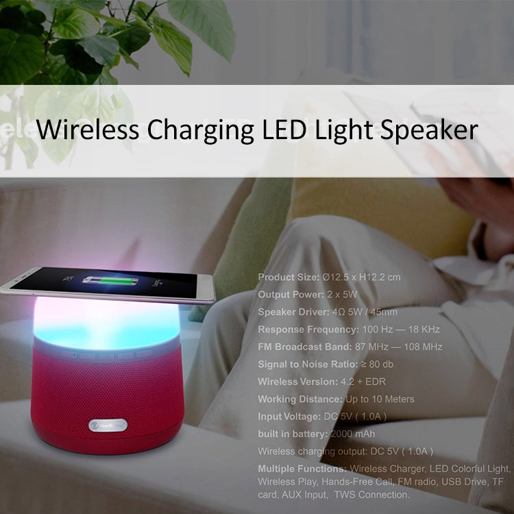 NewRixing NR-3500 Multi-function Atmosphere Light Wireless Charging Bluetooth Speaker with Hands-free Call Function, Support TF Card & USB & FM & AUX(Black) - free shipping - PMC Jewellery - Order now!