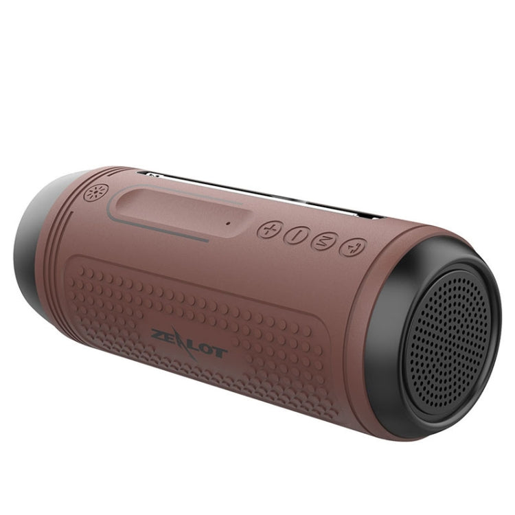 ZEALOT A1 Multifunctional Bass Wireless Bluetooth Speaker, Built-in Microphone, Support Bluetooth Call & AUX & TF Card & LED Lights (Brown) - free shipping - PMC Jewellery - Order now!