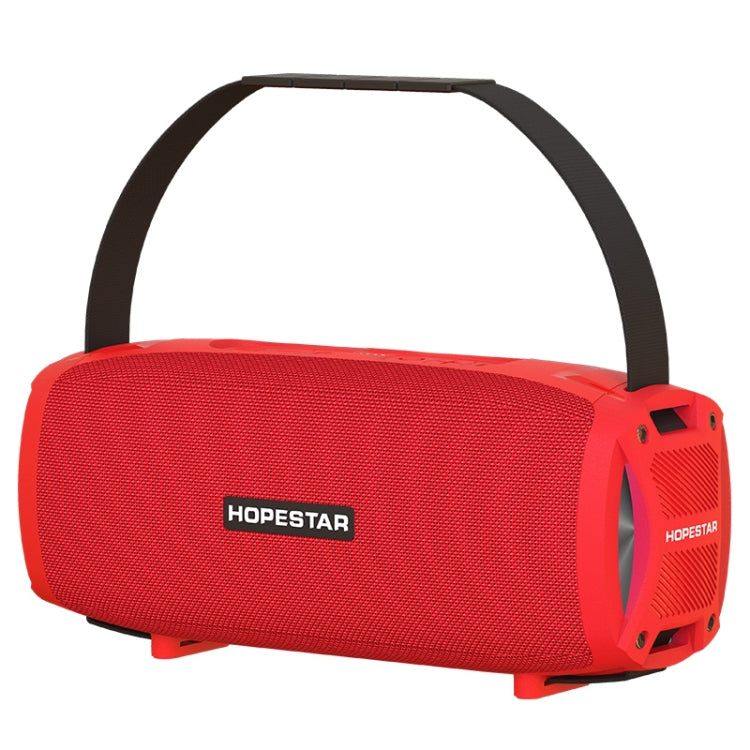 HOPESTAR H24 Pro TWS Portable Outdoor Waterproof Woven Textured Bluetooth Speaker with Rhythm Light, Support Hands-free Call & U Disk & TF Card & 3.5mm AUX & FM (Red) - free shipping - PMC Jewellery - Order now!