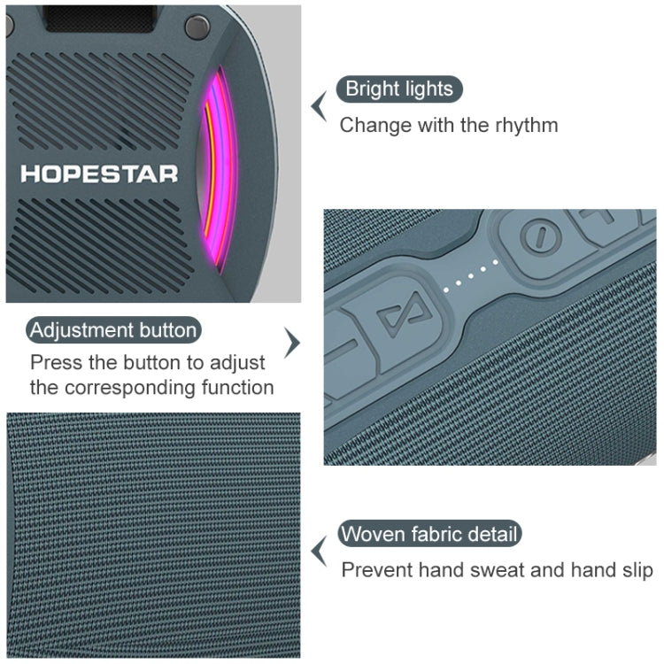 HOPESTAR H24 Pro TWS Portable Outdoor Waterproof Woven Textured Bluetooth Speaker with Rhythm Light, Support Hands-free Call & U Disk & TF Card & 3.5mm AUX & FM (Red) - free shipping - PMC Jewellery - Order now!