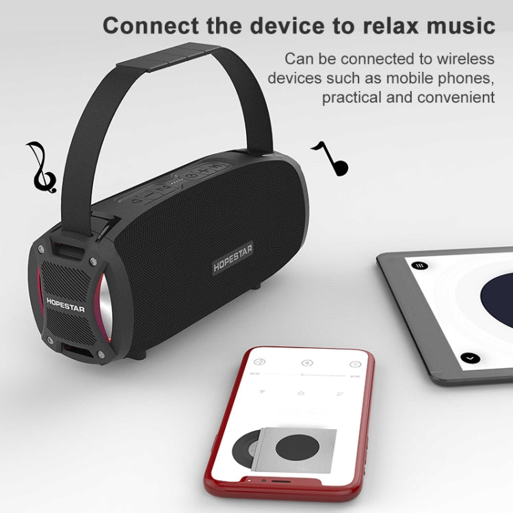HOPESTAR H24 Pro TWS Portable Outdoor Waterproof Woven Textured Bluetooth Speaker with Rhythm Light, Support Hands-free Call & U Disk & TF Card & 3.5mm AUX & FM (Red) - free shipping - PMC Jewellery - Order now!