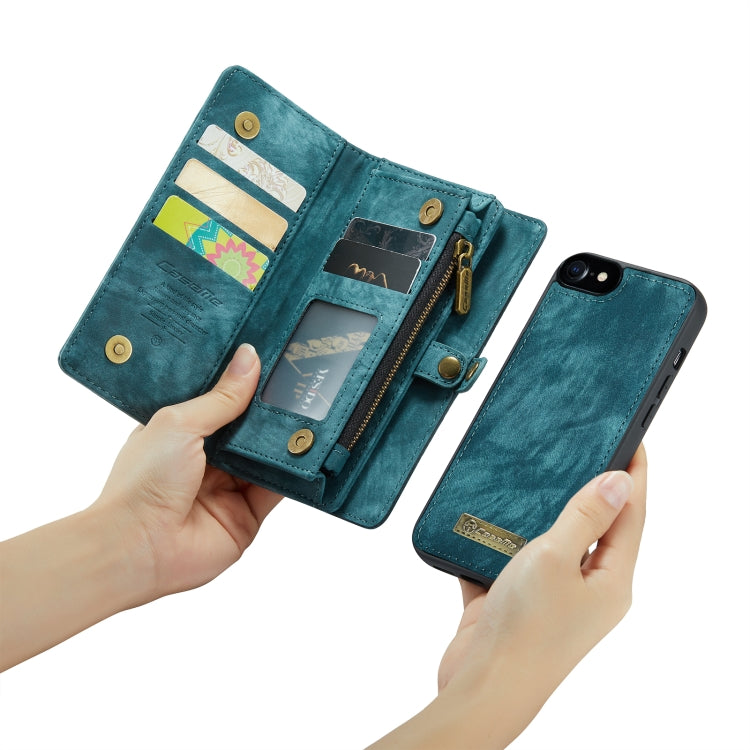 CaseMe for  iPhone 8 & 7  Multifunctional Leather Billfold with Detachable Magnetic PC Back Protective Case & Holder & 10 Card Slots & 3 Cash Slots & 1 Zipper Wallet & 2 Photo Frames & 3 Magnetic Clasps(Blue) - free shipping - PMC Jewellery - Order now!