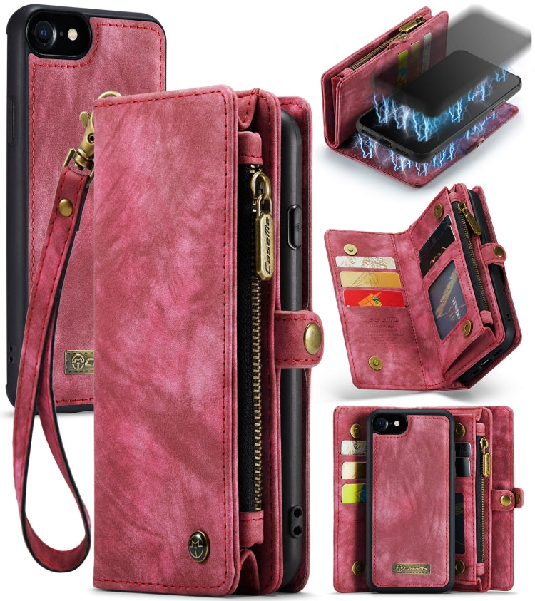 CaseMe for  iPhone 8 & 7  Multifunctional Leather Billfold with Detachable Magnetic PC Back Protective Case & Holder & 10 Card Slots & 3 Cash Slots & 1 Zipper Wallet & 2 Photo Frames & 3 Magnetic Clasps(Red) - free shipping - PMC Jewellery - Order now!