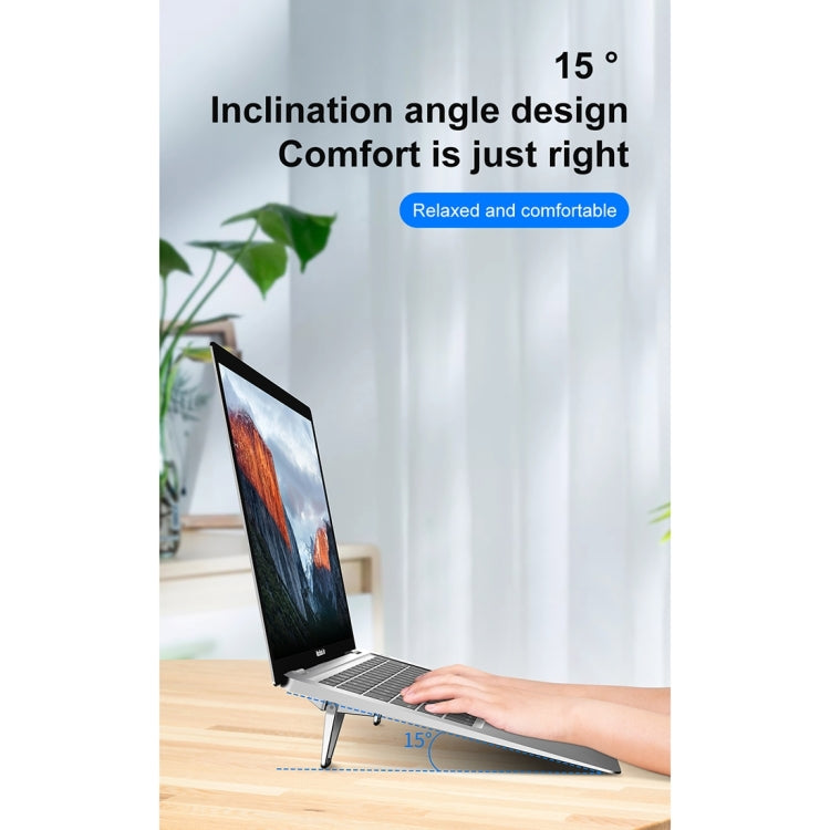 2 PCS R-JUST BJ01 Universal Stickable Shield Shape Laptop Foldable Stand(Silver) - free shipping - PMC TechLife - Order now!