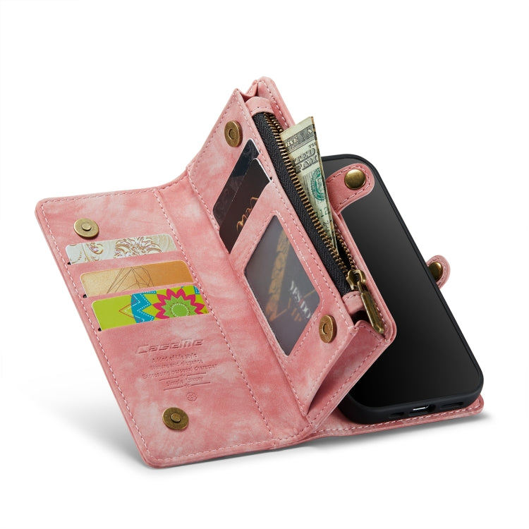 CaseMe for iPhone 8 Plus & 7 Plus   Multifunctional Leather Billfold with Detachable Magnetic PC Back Protective Case & Holder & 11 Card Slots & 3 Cash Slots & 1 Zipper Wallet & 2 Photo Frames & 3 Magnetic Clasps (Pink) - free shipping - PMC Jewellery - Order now!