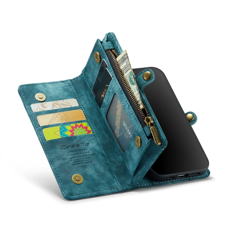 CaseMe for iPhone 8 Plus & 7 Plus   Multifunctional Leather Billfold with Detachable Magnetic PC Back Protective Case & Holder & 11 Card Slots & 3 Cash Slots & 1 Zipper Wallet & 2 Photo Frames & 3 Magnetic Clasps(Blue) - free shipping - PMC Jewellery - Order now!