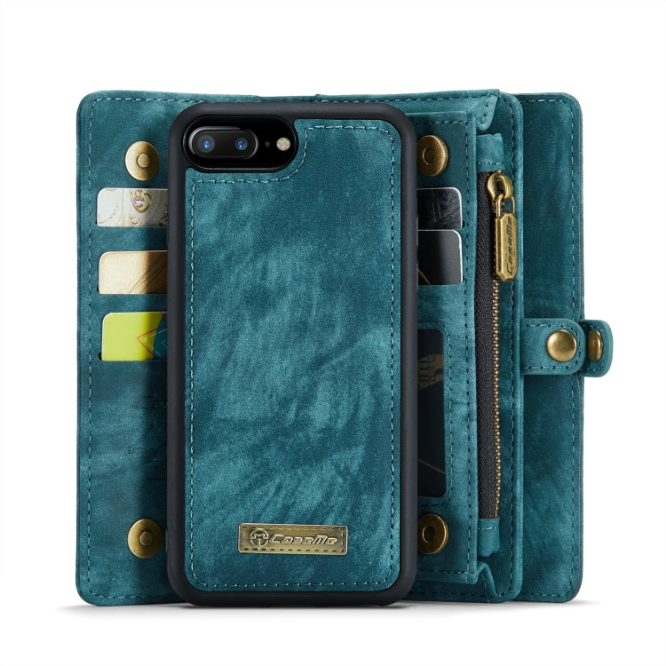 CaseMe for iPhone 8 Plus & 7 Plus   Multifunctional Leather Billfold with Detachable Magnetic PC Back Protective Case & Holder & 11 Card Slots & 3 Cash Slots & 1 Zipper Wallet & 2 Photo Frames & 3 Magnetic Clasps(Blue) - free shipping - PMC Jewellery - Order now!