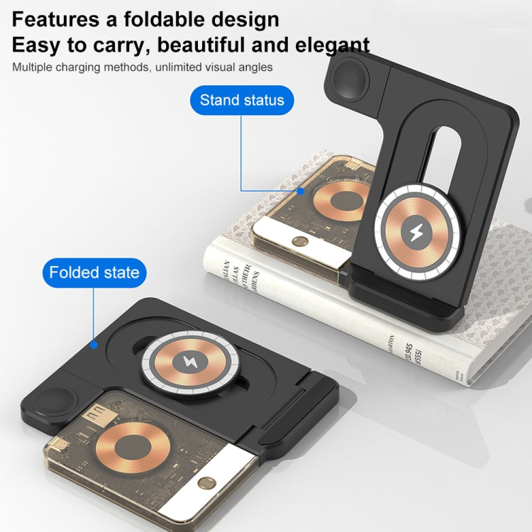 U17 15W 5 in 1 Folding Magnetic Wireless Charger with Night Light (Black) - free shipping - PMC Jewellery - Order now!