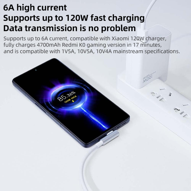 Original Xiaomi 6A USB to USB-C / Type-C 90 Degree Elbow Fast Charging Data Cable, Length: 1.5m - USB-C & Type-C Cable by Xiaomi | Online Shopping South Africa | PMC TechLife | Buy Now Pay Later Mobicred