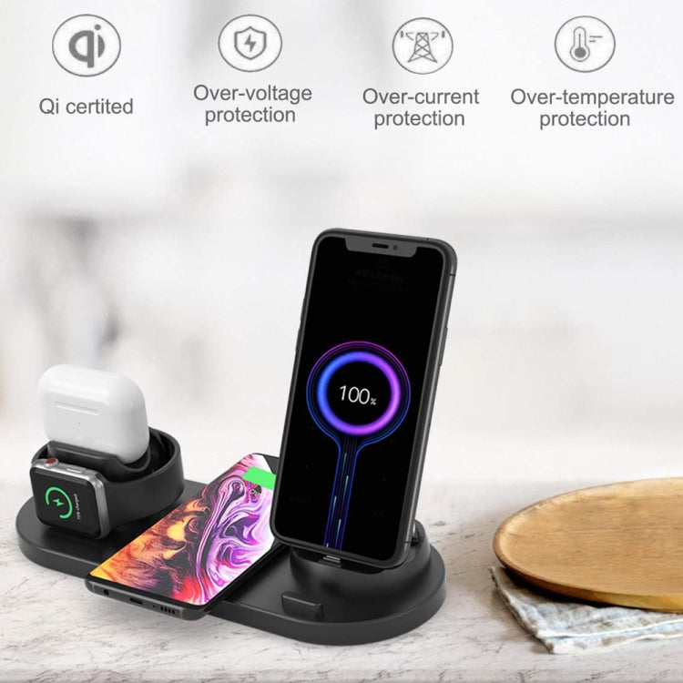HQ-UD15-upgraded 6 in 1 Wireless Charger For iPhone, Apple Watch, AirPods and Other Android Phones(Black) - Wireless Charger by PMC TechLife | Online Shopping South Africa | PMC TechLife