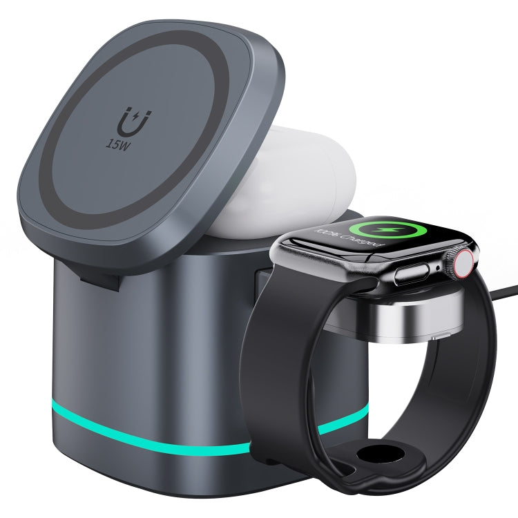 H32 15W 3 in 1 Magnetic Multifunctional Wireless Charger (Grey) - Wireless Charger by PMC TechLife | Online Shopping South Africa | PMC TechLife