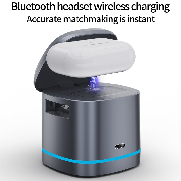 H32 15W 3 in 1 Magnetic Multifunctional Wireless Charger (Grey) - Wireless Charger by PMC TechLife | Online Shopping South Africa | PMC TechLife