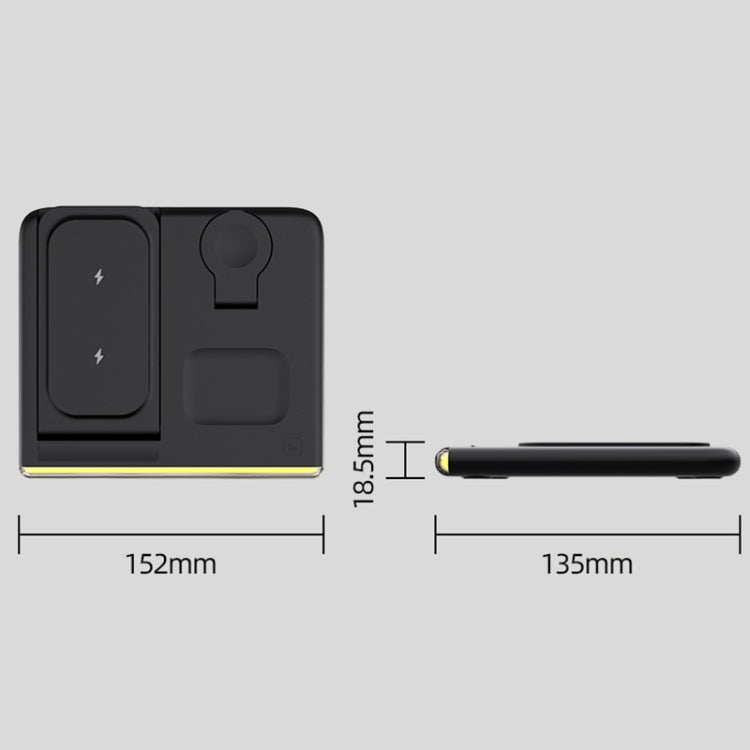 C27 15W 4 in 1 Foldable Magnetic Wireless Charger with Ambient Light (Black) - Wireless Charger by PMC Jewellery | Online Shopping South Africa | PMC Jewellery | Buy Now Pay Later Mobicred