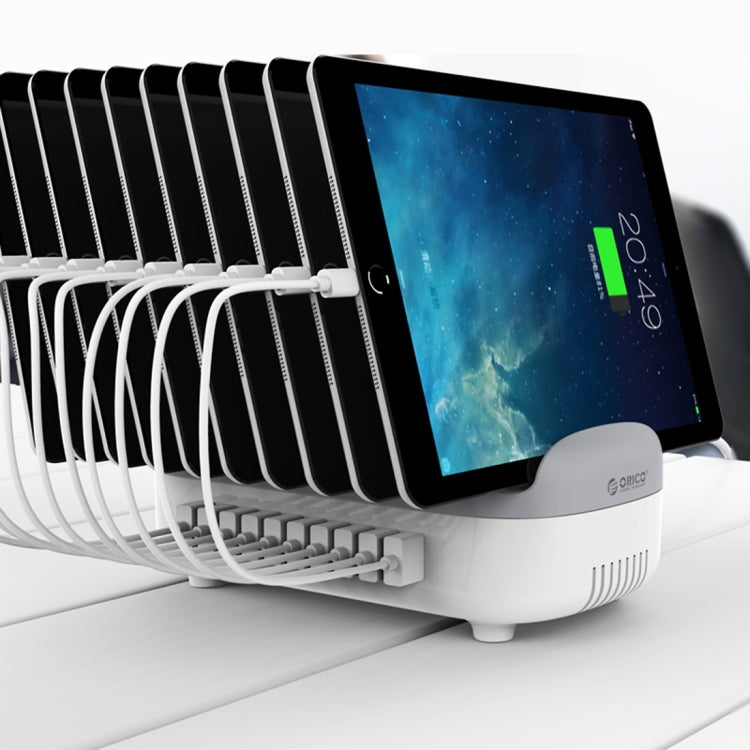 ORICO DUK-10P 120W 10 USB Ports Smart Charging Station with Phone & Tablet Stand, UK Plug(White) - free shipping - PMC Jewellery - Order now!