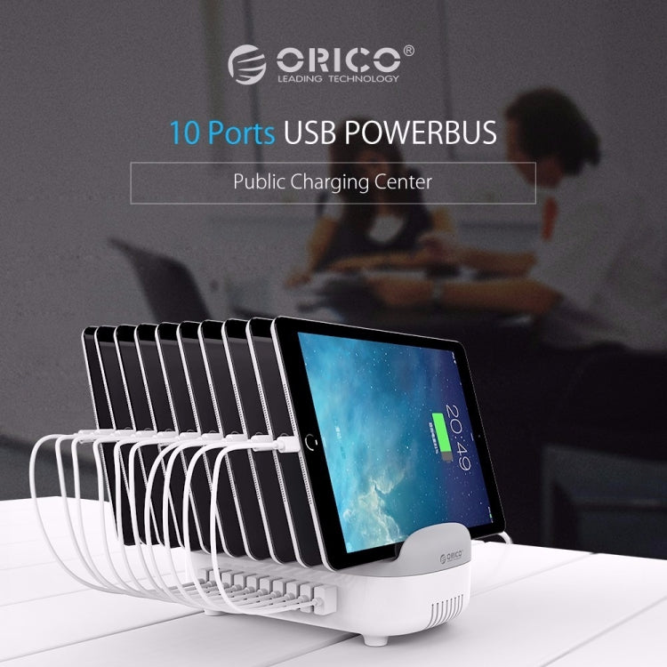 ORICO DUK-10P 120W 10 USB Ports Smart Charging Station with Phone & Tablet Stand, AU Plug(White) - free shipping - PMC Jewellery - Order now!