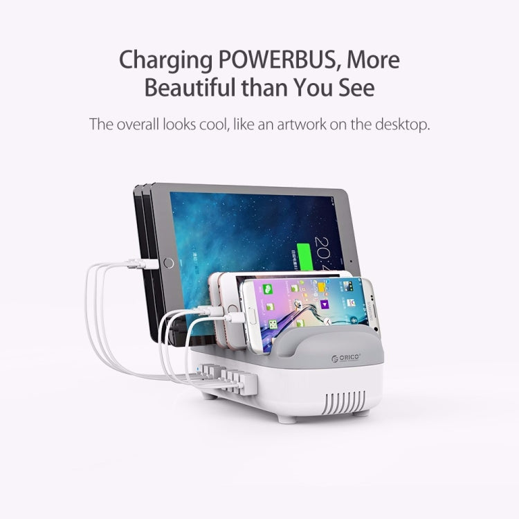 ORICO DUK-10P 120W 10 USB Ports Smart Charging Station with Phone & Tablet Stand, UK Plug(White) - free shipping - PMC Jewellery - Order now!
